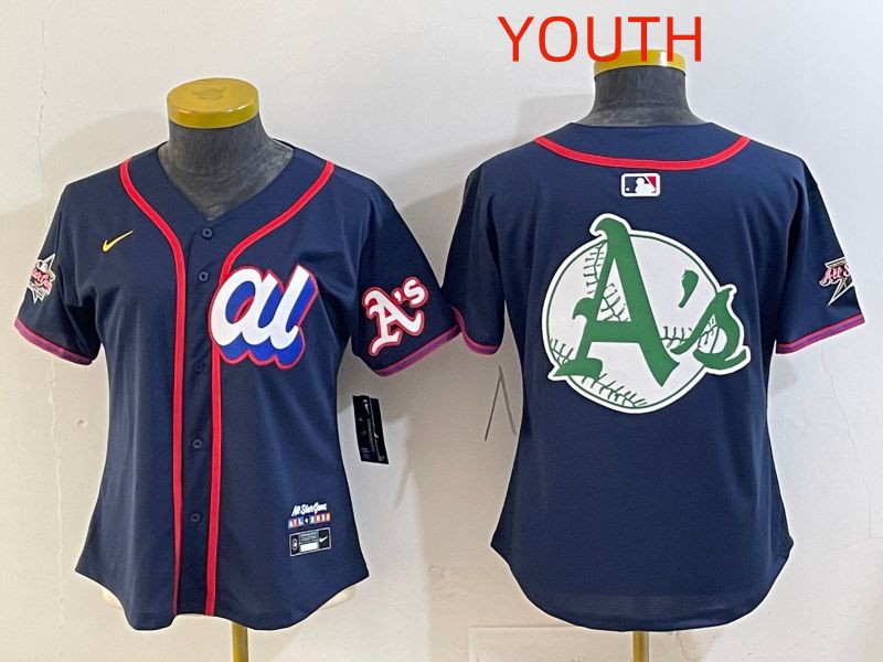 Youth 2025 Oakland Athletics Blank Drak Blue All star Nike MLB Jersey style 04